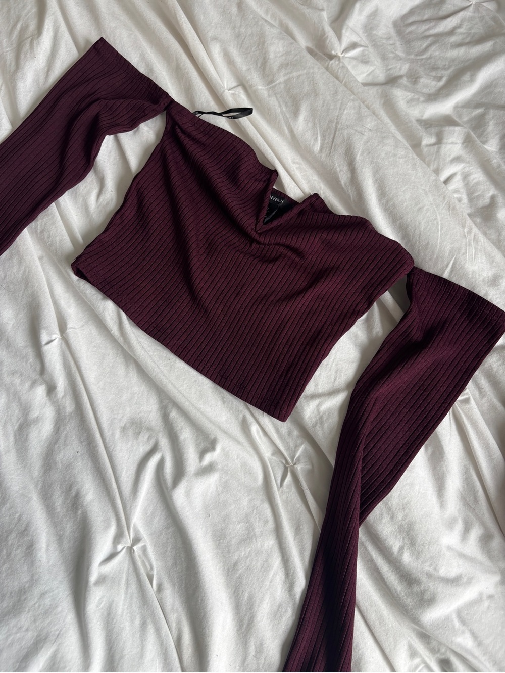 forever 21 off the shoulder purple plum long sleeve